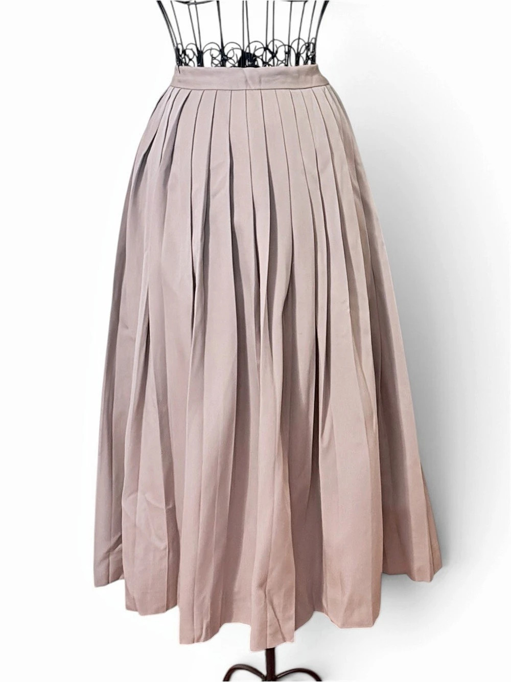 Ralph Lauren Vintage Blue Label Pleated Midi Skirt Khaki Size 10
